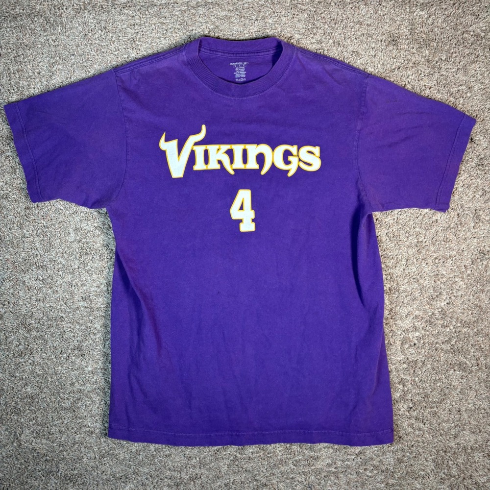 Reebok Vikings T-Shirt Football Jersey Style Purple Tee Number 4 Medium‎